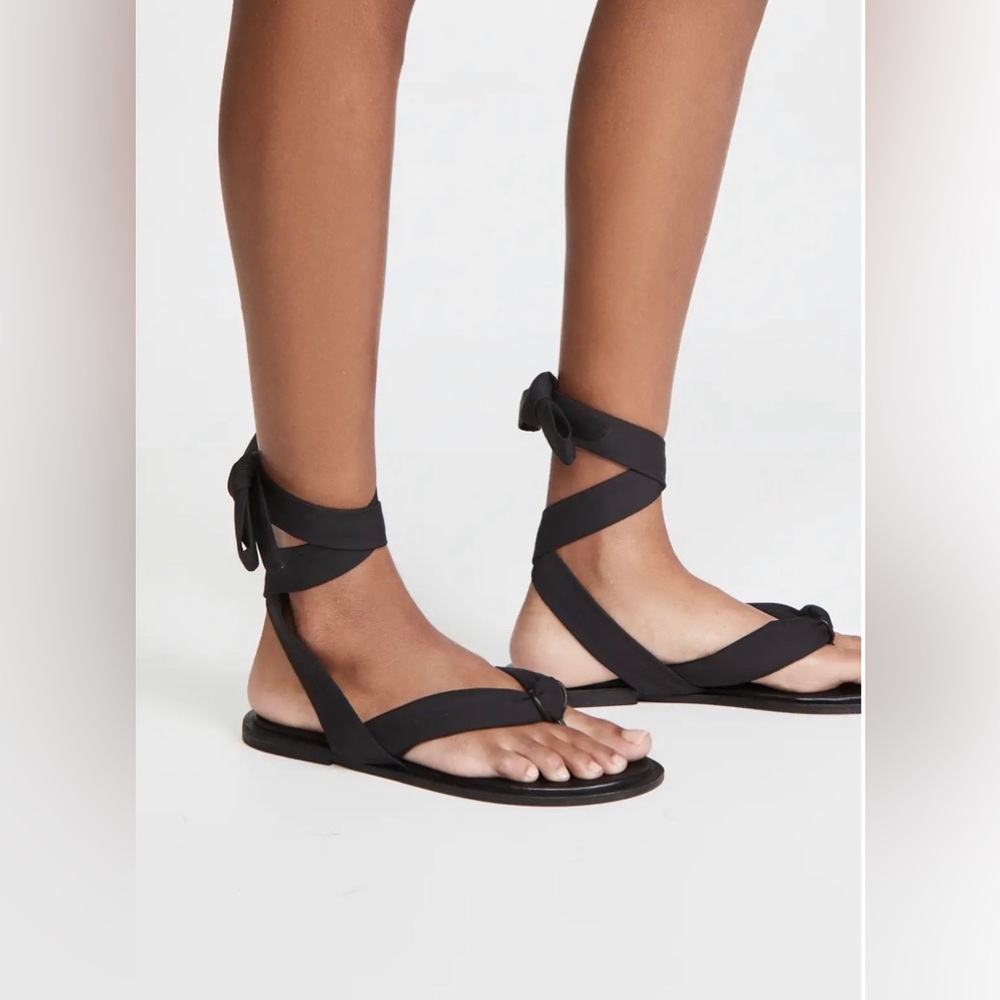 Ganni Puffy Wrap Sandals in Black, SZ 37